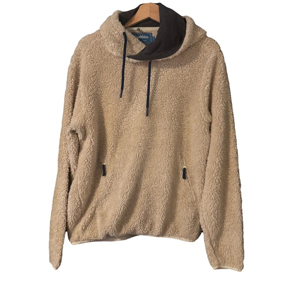 Chubbies Mens Snow Day Fleece Hoodie Size medium Beige Sherpa High Pile Sweater - Picture 1 of 6
